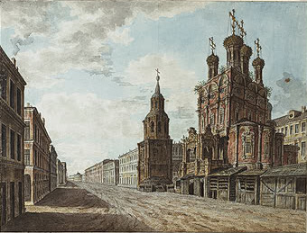 <i>View of the Church of St Nicholas the Large Cross on the Ilyinka</i> from the workshop of Fiodor Alexeyev