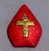 Red miter with gold cross