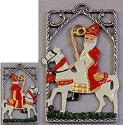 St Nicholas on horse in frame Ornament