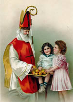 St Nicolas with two girls