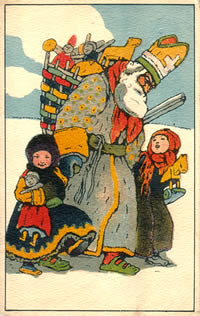 St Nicholas with two children