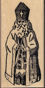 Full-figure St Nicholas rubber stamp
