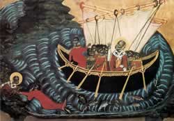 Nicholas rescuing sailor and ship