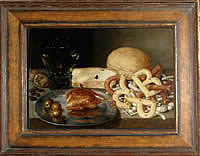 Still life with bread, pastry letters