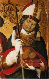 St Nicholas with book and gold balls