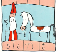 Child-like drawing Sint and horse