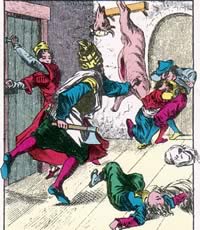 3 students approach door