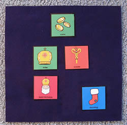 Saint Nicholas story object cards on underlay