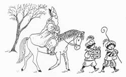 Sinterklaas arriving, Monica Maas sketch