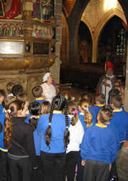 St Nicholas with school children at Newcastle Cathedral