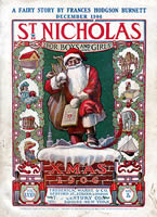 Santa in red suit, with bag