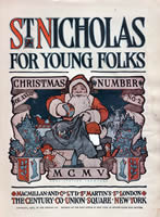 Santa in red suit, filling bag