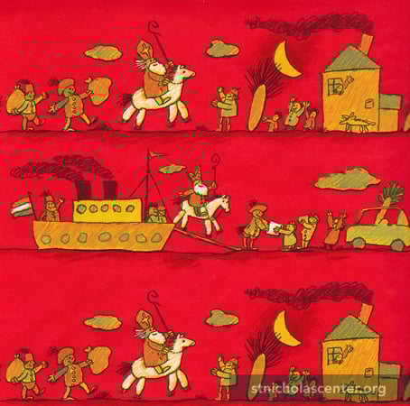 Sinterklaas Wrapping Paper St Nicholas Center