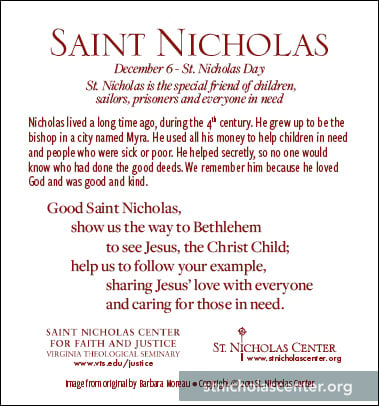 St Nicholas prayer card