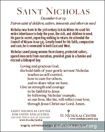 St Nicholas prayer card