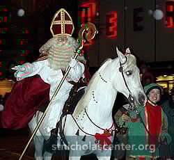 Sinterklaas on horse in street parade
